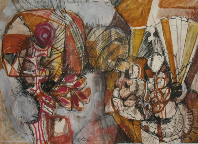 Kees Okx, gouache op papier.